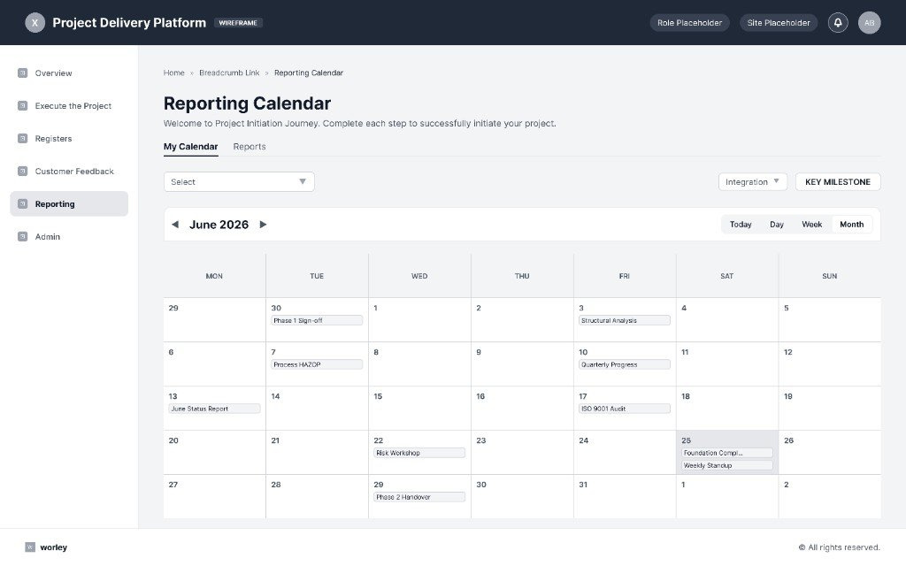 Reporting calendar wireframe