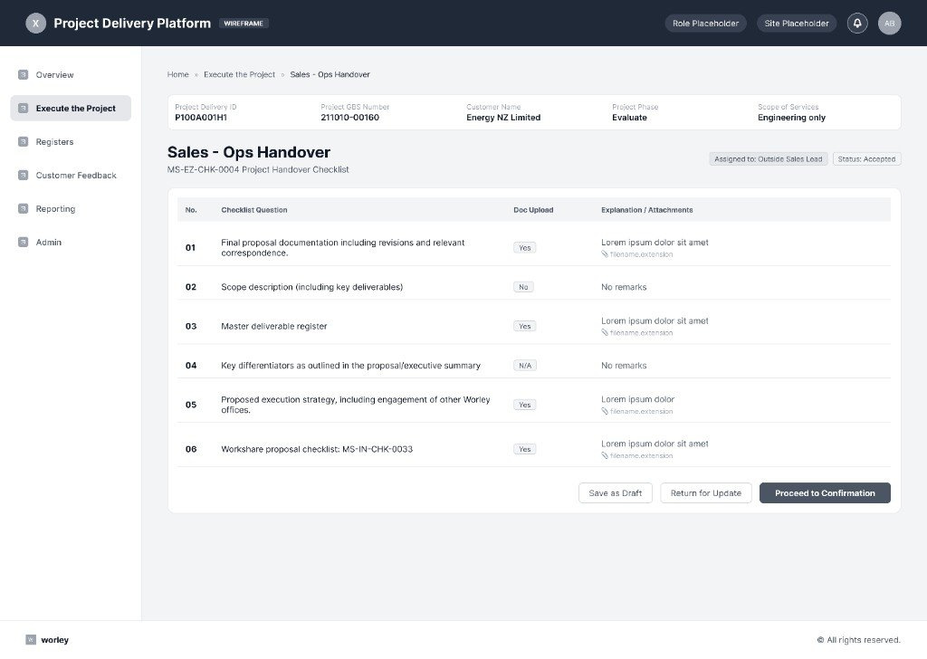 Sales ops handover wireframe