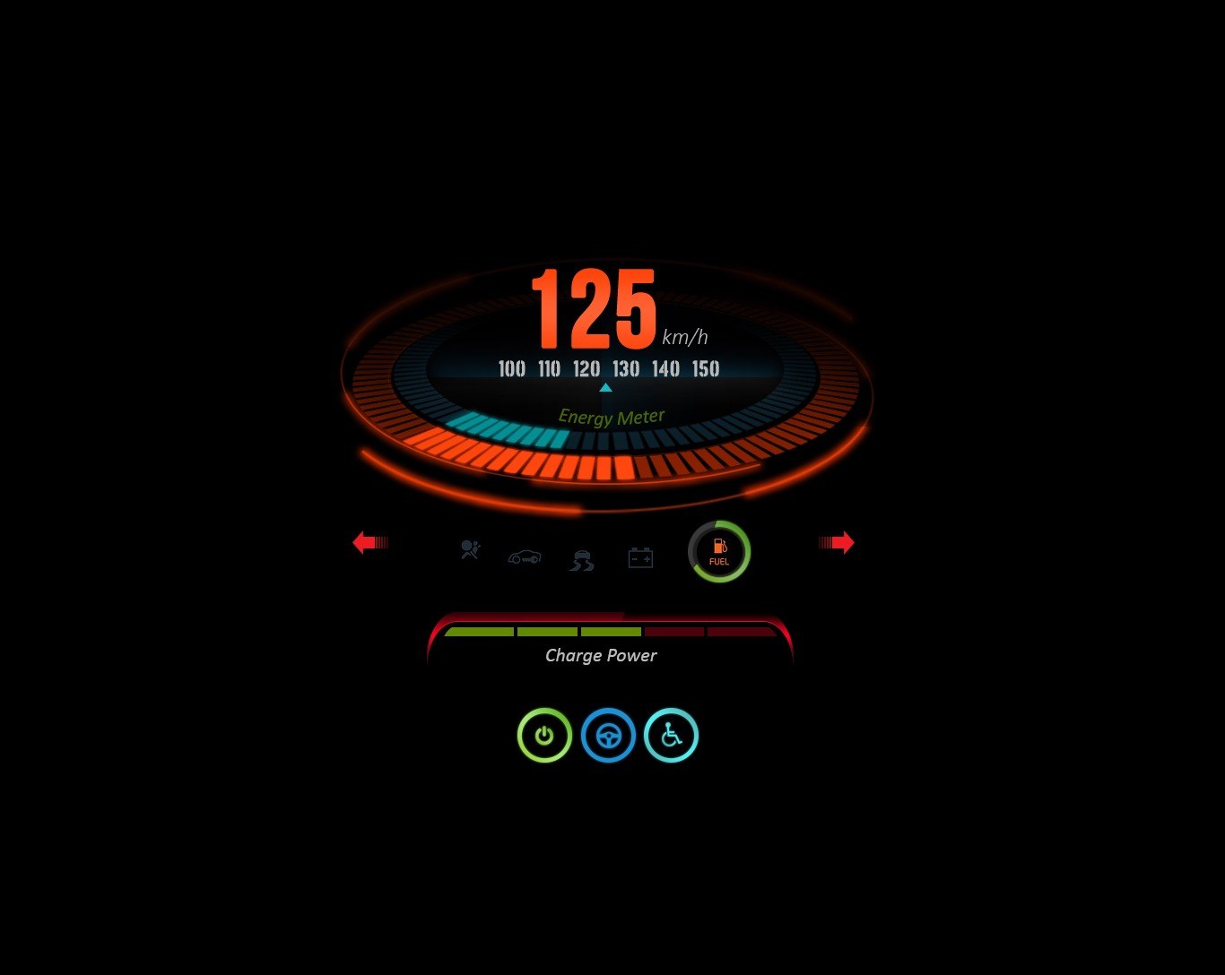 Automotive energy meter HUD